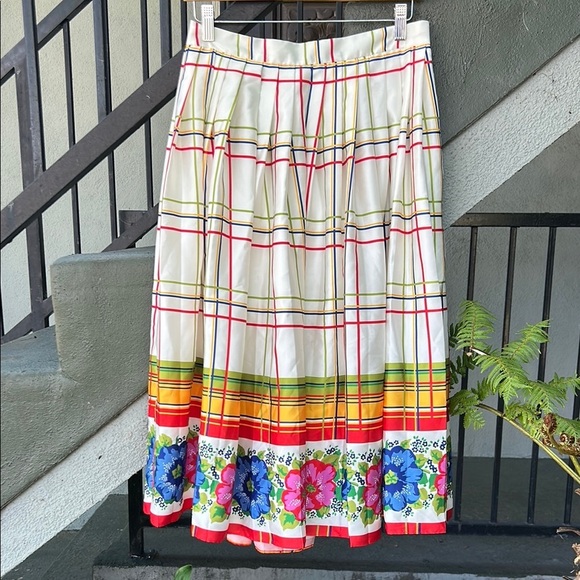 NWT J. Crew Floral Pleated Midi Skirt Bohemian Cottagecore Prairie Sz 8 - Picture 1 of 7